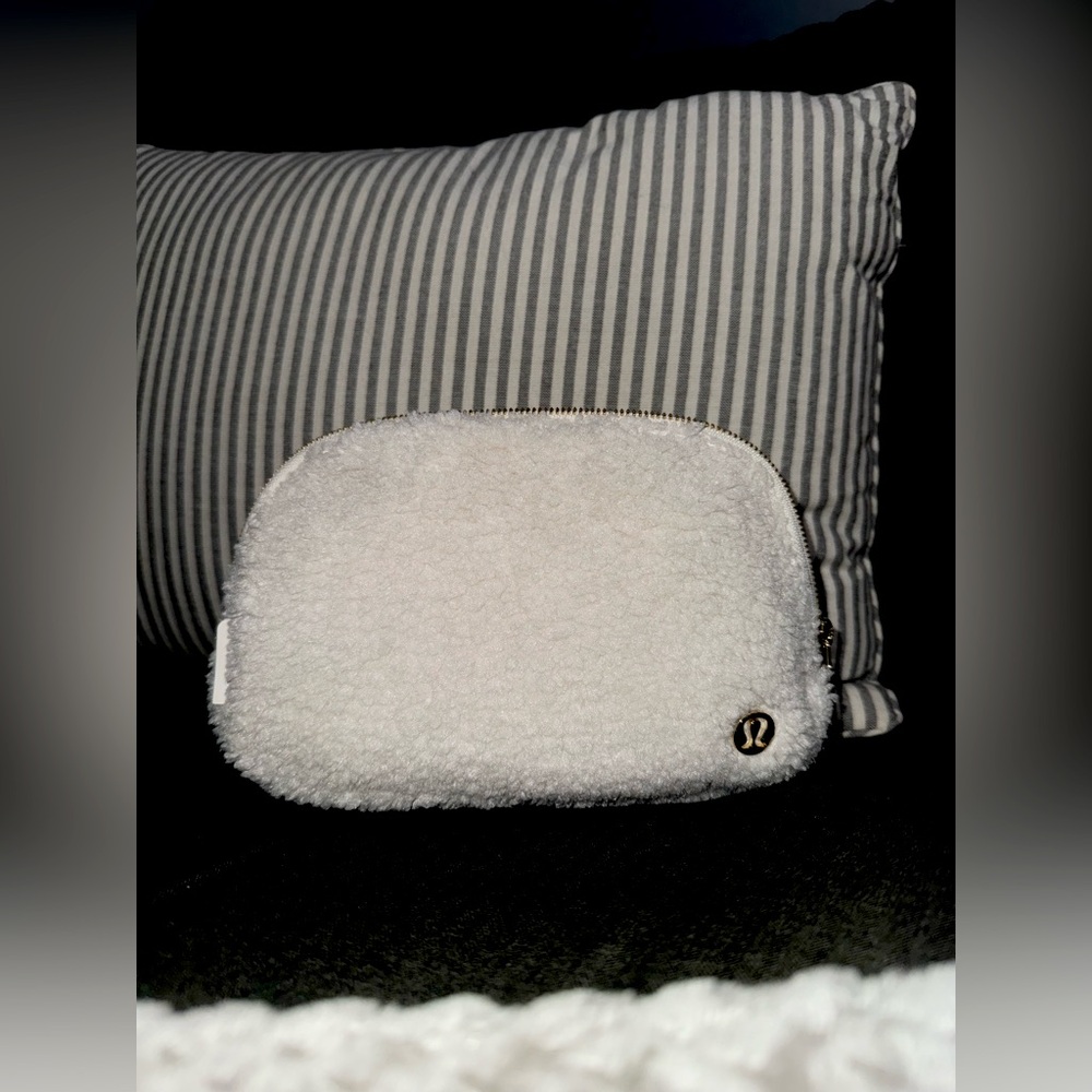Lululemon White Opal/Gold fleece belt bag